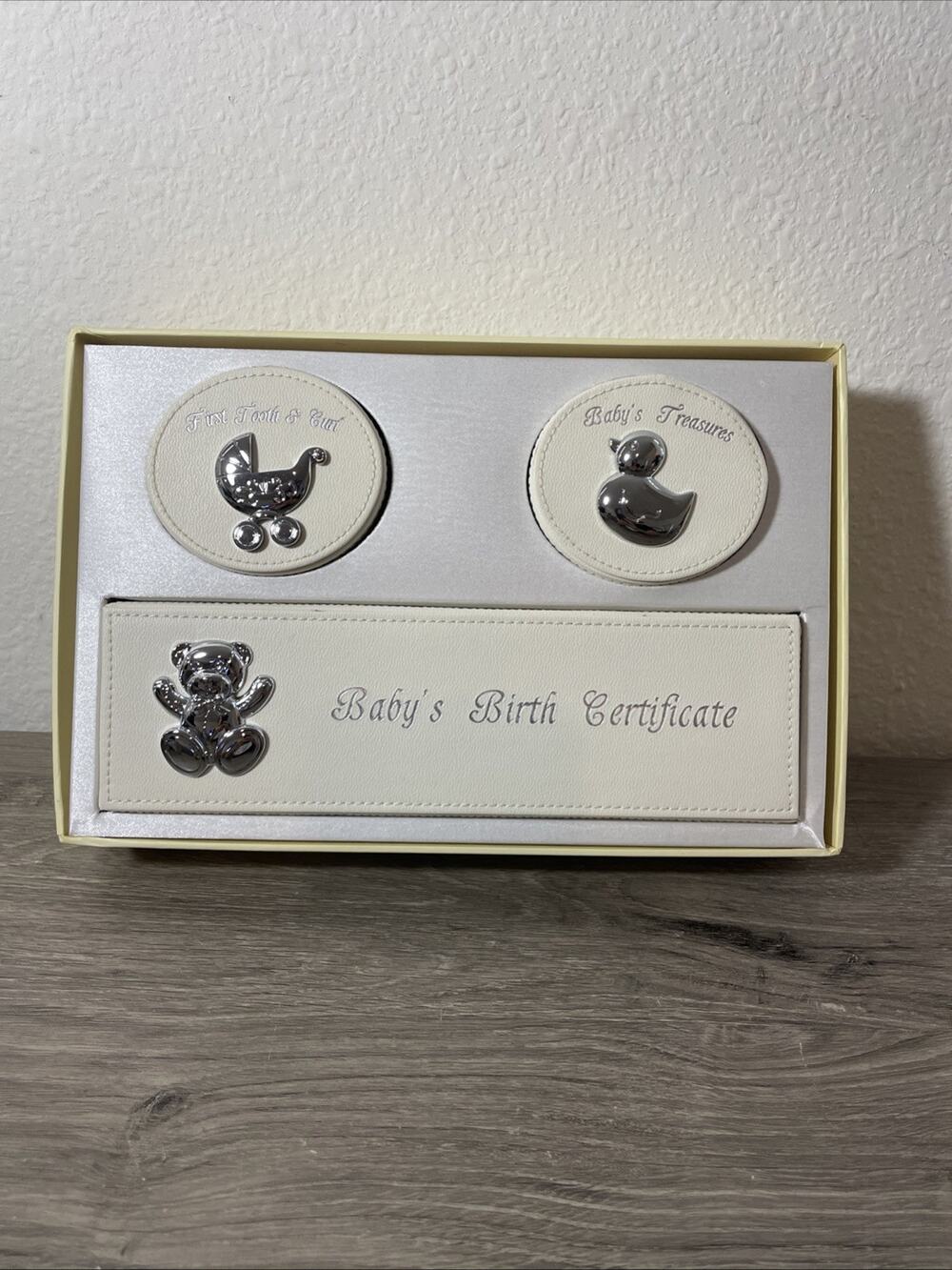 Baby Boy Keepsake 4 Piece Keepsake Box Set with Birth Certificate Storage Box